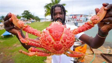 Huge Caribbean King Crab 🦀 Rundown Jamaican Seafood Tour Jamaica