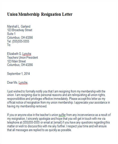 sample membership resignation letter templates   ms word