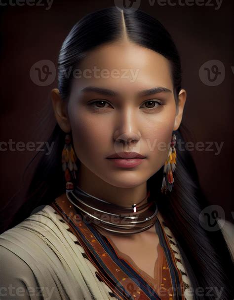 beautiful native american woman created   stock photo