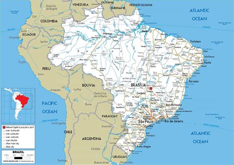 gedetailleerde kaart van brazilie brazilie gedetailleerde kaart zuid amerika amerika