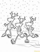 Coloring Reindeer Pages Rudolph Reindeers Skating Red Nosed Three Color Christmas Kids sketch template