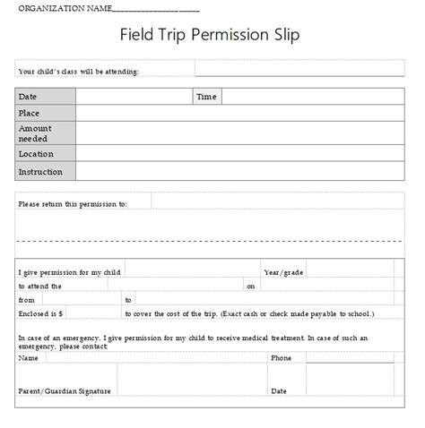 field trip permission slip template template business psd excel