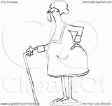 Lady Old Cartoon Cane Standing Holding Clipart Lineart Illustration Her Back Drawing Royalty Vector Djart Clip Getdrawings Cox Dennis Paintingvalley sketch template
