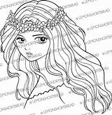 Coloring Headband Digi Stamp Digital Flower Girl Etsy Anime Fantasy 98kb 550px Sold sketch template