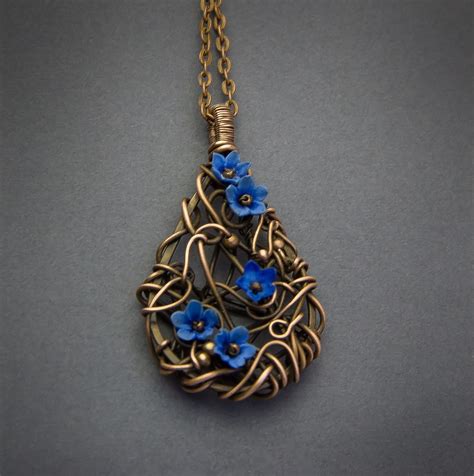 wire wrapped pendant necklace copper pendant wire  jewelryfloren