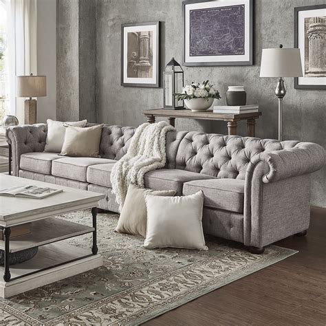 inspire  knightsbridge grey extra long tufted csterfield modular sofa