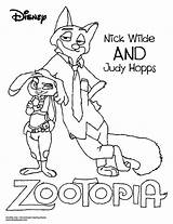 Coloring Zootopia Pages Disney Nick Wilde Judy Printable Hopps Print Google sketch template