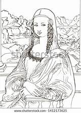 Shutterstock Mona Lisa Coloring sketch template