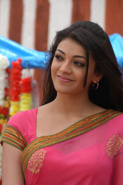 sun shines kajal agarwal beautiful in pink saree