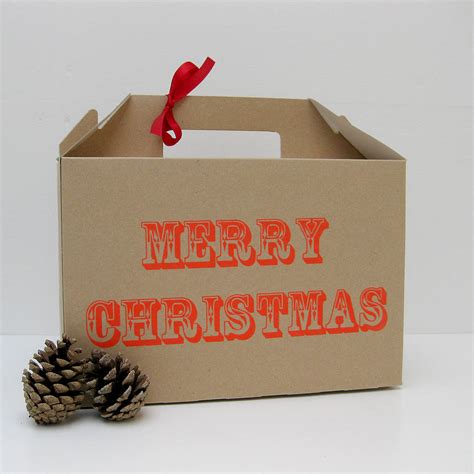 screen printed merry christmas gift box  rolfe wills notonthehighstreetcom