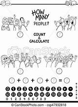 Coloring Game Calculating Illustration Counting Educational Addition Children Cartoon sketch template