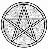 Pagan Pentacle Detailed Nirvana Mandala Pentagram Zentangle Sheets Yule Designlooter sketch template