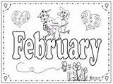 Coloring February Months Pages Year Printables Activities Kids Feb sketch template