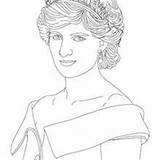 Diana Princess Coloring Queen Wales Pages Kids Drawing Prince Royal sketch template