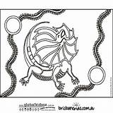 Aboriginal Colouring Lizard Indigenous Frilled Designlooter Frill Brisbanekids sketch template