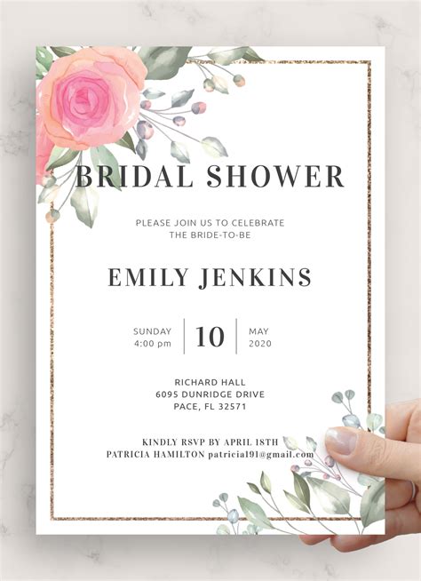 printable floral bridal shower invitation