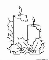 Candle Coloring Christmas Pages Candles Holly Two Printable Color Drawing Colouring Sheet Activity Print Sheets Clipart Berry Popular Border Coloringhome sketch template