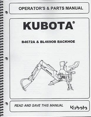 kubota ba blb backhoe attachment operator  parts manual   ebay