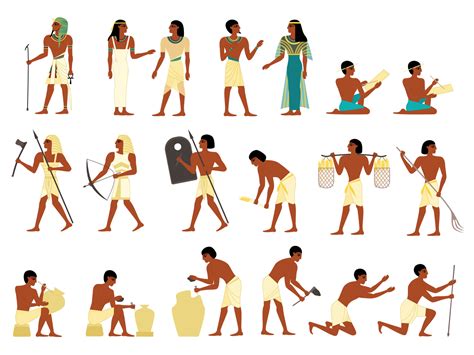 ancient egyptian people set  vector art  vecteezy