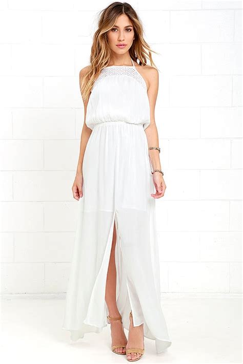 white dress lace dress maxi dress halter dress white dress