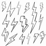 Bliksem Getrokken Reeks Groep Voorwerpen Krabbel Eenvoudige Lightning sketch template