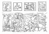 Guernica Colorear Picasso Pinta Famosos Pintores Cubismo Tablero sketch template