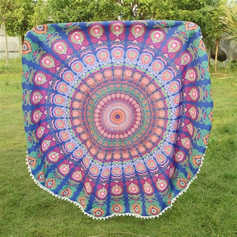 bohemian round mandala indian hippie tapestry beach throw towel yoga