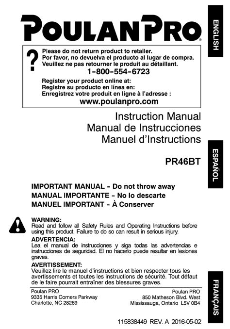 poulan pro prbt instruction manual   manualslib