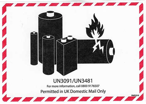 postage battery warning label uk unun domestic mail