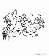 Fighting Roosters sketch template