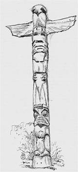 Totem Coloring Poles Tribe Native American Pride Tribal Netart sketch template