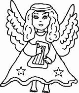 Angel Harp Holding Coloring Clipart Wecoloringpage Sunday School Praise Lord sketch template