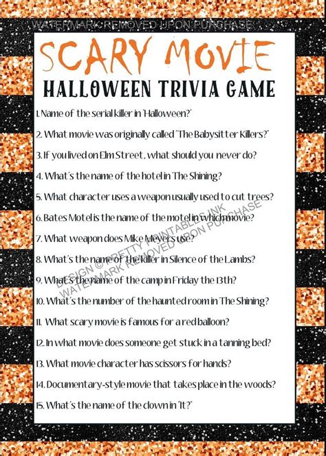 printable halloween game scary  trivia game scary  etsy