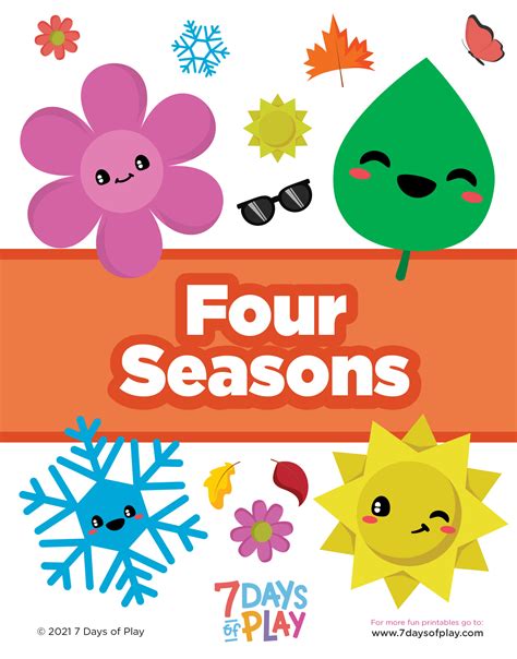 seasons activities printable  kids  days  play