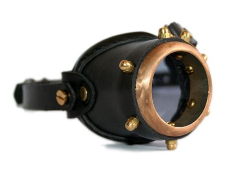 steampunk mono goggle from solid brass black leather green