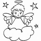 Printable Coloring Angels Angel Pages Popular sketch template