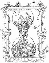 Coloring Pages Adult Printable Hourglass Sheets Adults Colouring Cool Books Garden Digital Book Print Color Drawing Designs Flowers Doodle Drawings sketch template