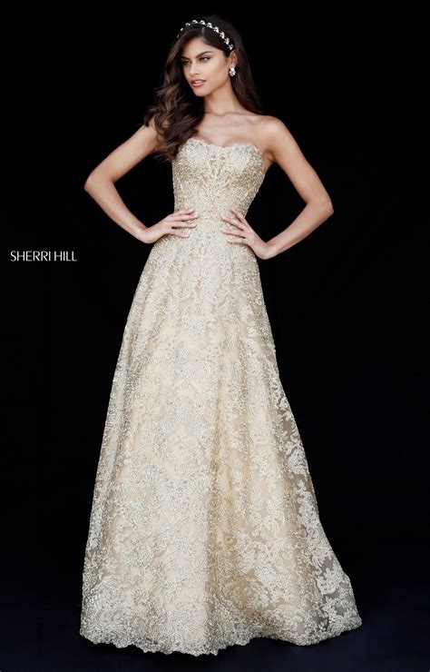 sherri hill  sweetheart neckline lace ball gown prom dress