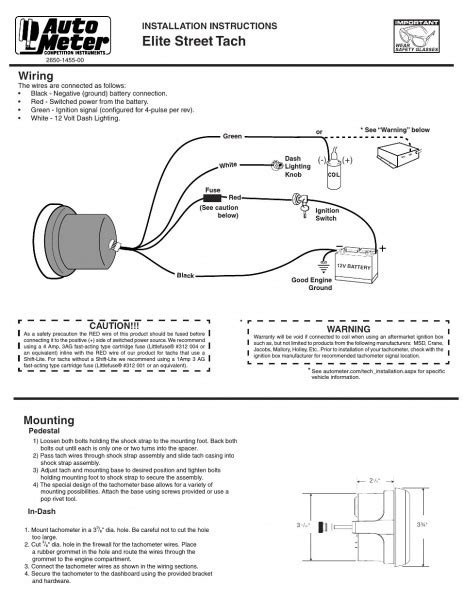 autometer tach wiring diagram