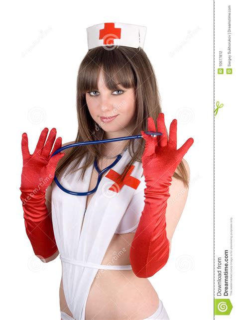 retrato da enfermeira sexy foto de stock imagem de luva mãos 10677812