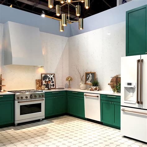 ge cafe white matte appliances kitchen  bath industry show  laurel home