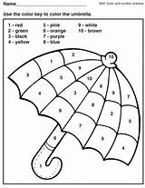 Number Color Coloring Printable Pages Umbrella Kids sketch template