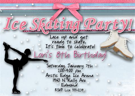 ice skating birthday party invitation  decidedlydigital  etsy