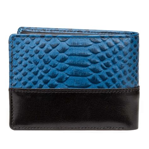 luxury blue black croco print leather mens wallet escaro