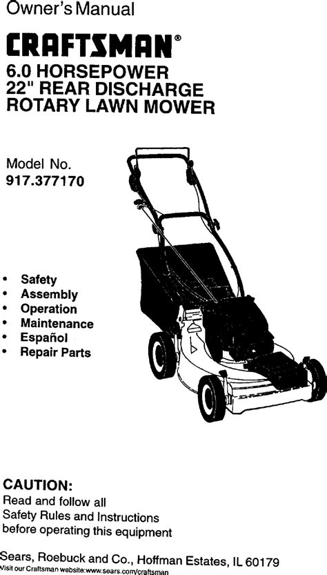 Craftsman 917377170 User Manual Gas Walk Behind Lawnmower Manuals And