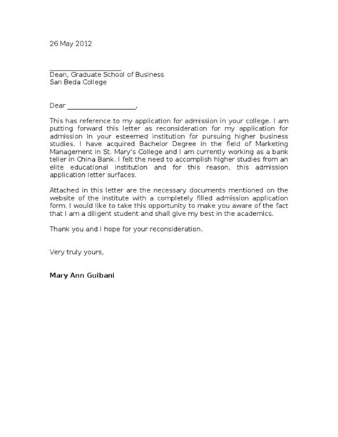 sample reconsideration letter higher education educational stages