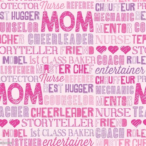 Mothers Day Seamless Word Pattern For Backgrounds T Wrap