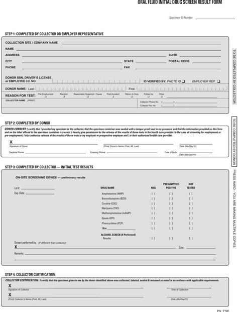 drug test results form template  professional templates