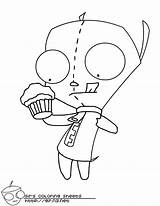Gir Zim Invader Coloring Pages Print Cartoon Printable Color Cute Colouring Cupcake Kids Rwam Printables Tattoo Drawings Scary Jthm Monkey sketch template
