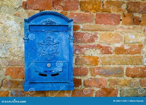 blue mailbox stock photo image  metal delivery italy